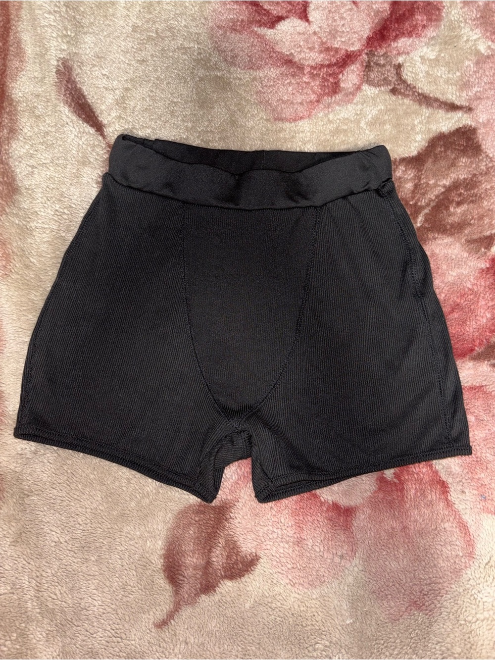 SHEIN Black Ribbed High-Rise Bike Shorts